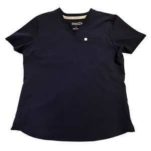 Fabletics Womens Scrub Top V Neck Short Sleeve Navy Blue Size S